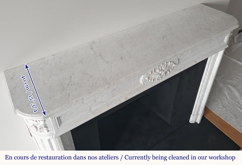 Louis XVI style mantel with rounded corners carved in Carrara marble-10