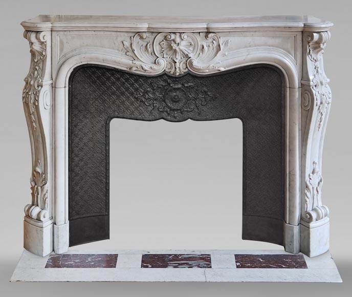 Louis XV style mantel richly carved in Carrara marble-0