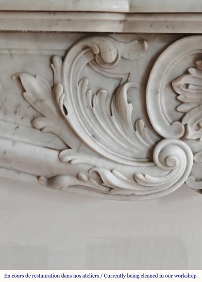 Louis XV style mantel richly carved in Carrara marble-3