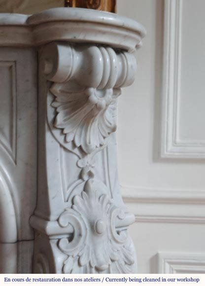 Louis XV style mantel richly carved in Carrara marble-10