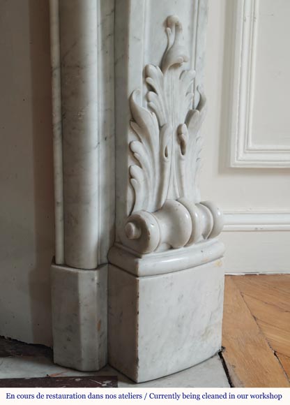 Louis XV style mantel richly carved in Carrara marble-11