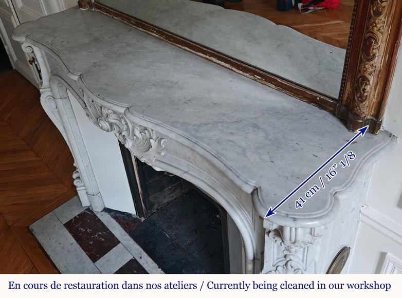 Louis XV style mantel richly carved in Carrara marble-13