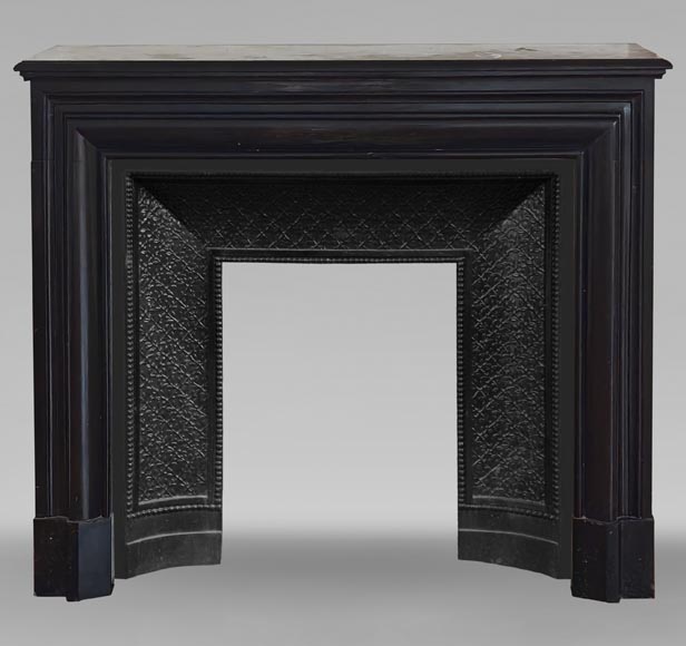 Louis XIV style mantel in fine black marble-0