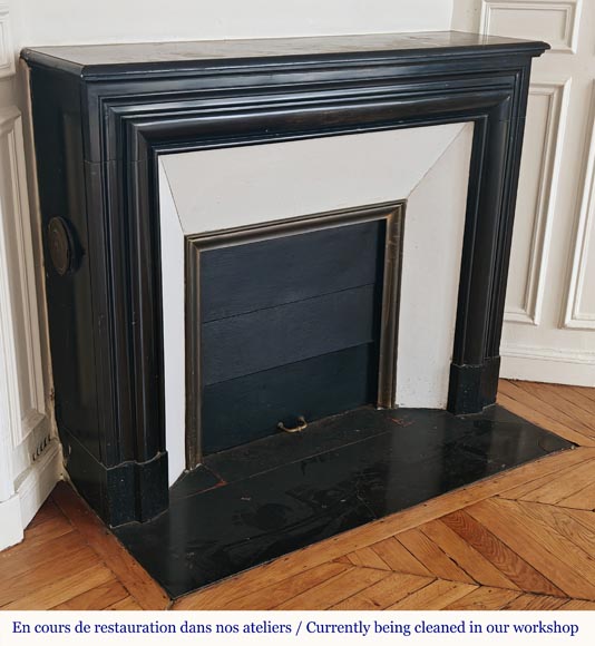 Louis XIV style mantel in fine black marble-2