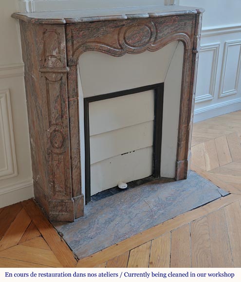 Louis XV style Pompadour flat mantel in Enjugerais marble-2