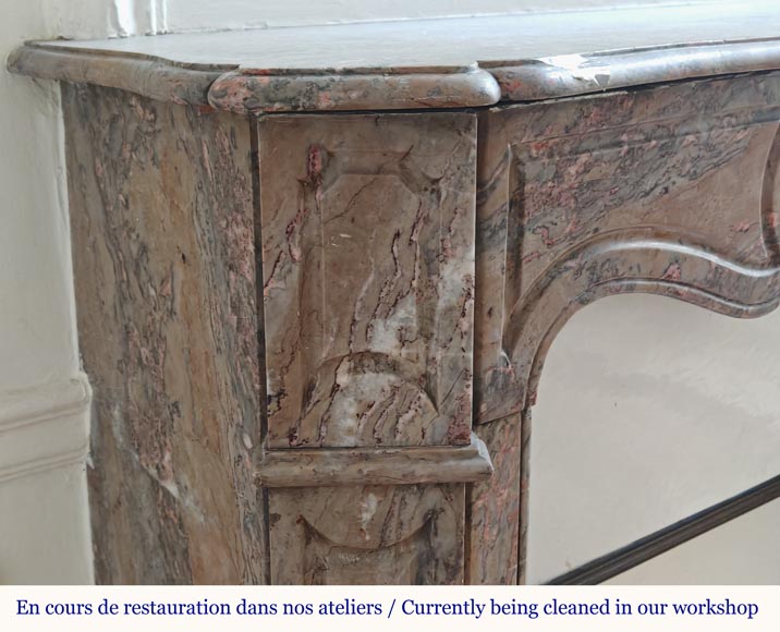 Louis XV style Pompadour flat mantel in Enjugerais marble-3