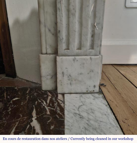 Louis XVI style molded Carrara marble mantel-7