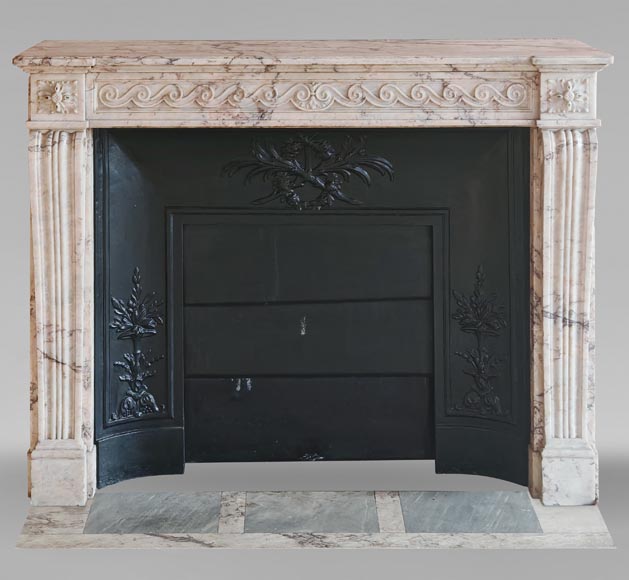 Louis XVI style mantel decorated with a Greek frieze carved in onyx-0