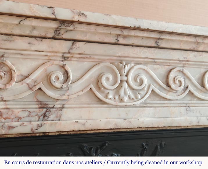 Louis XVI style mantel decorated with a Greek frieze carved in onyx-2