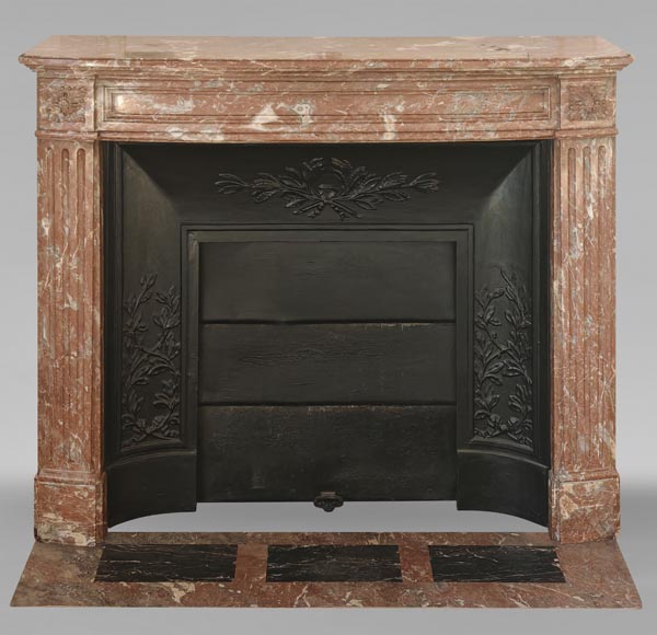 Louis XVI style curved mantel in Northern Red marble-0