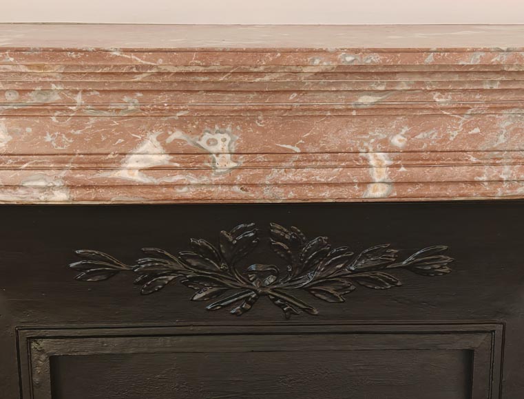 Louis XVI style curved mantel in Northern Red marble-1