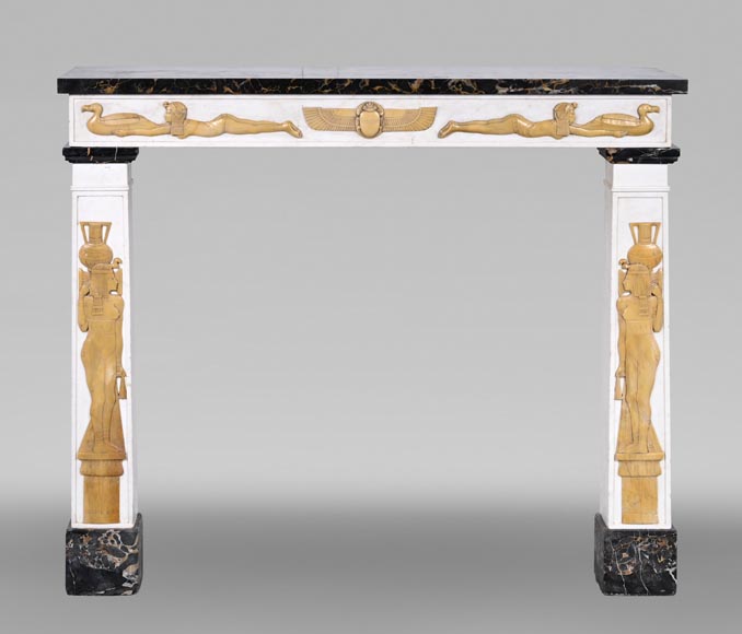 Mantelpiece Adorned with Egyptian-Inspired Motifs Circa 1830-0