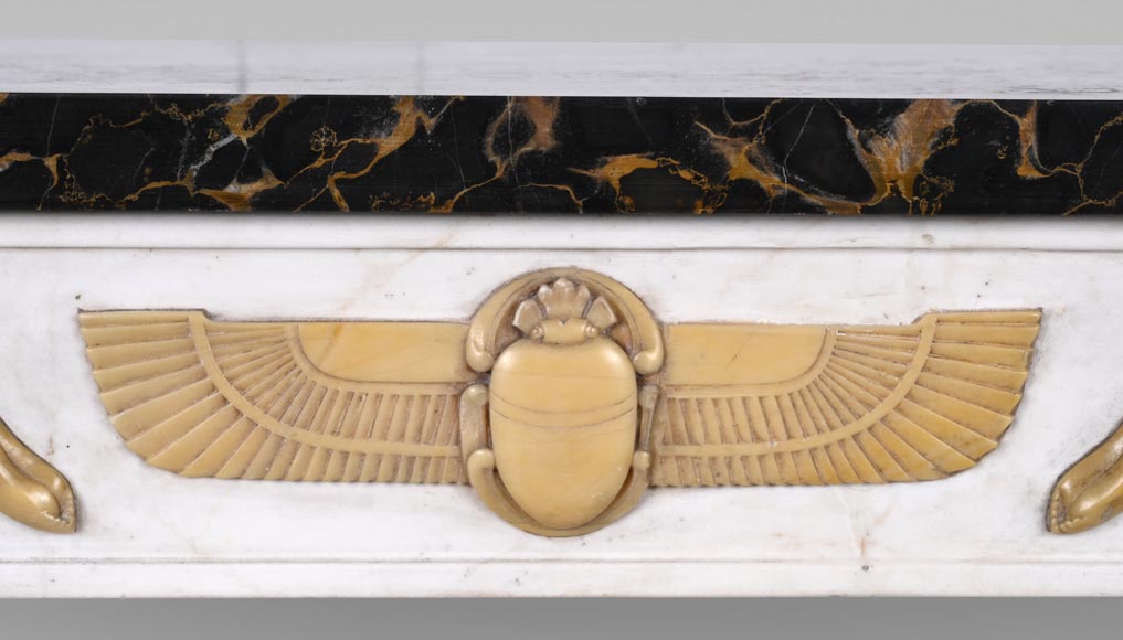 Mantelpiece Adorned with Egyptian-Inspired Motifs, circa 1830-1