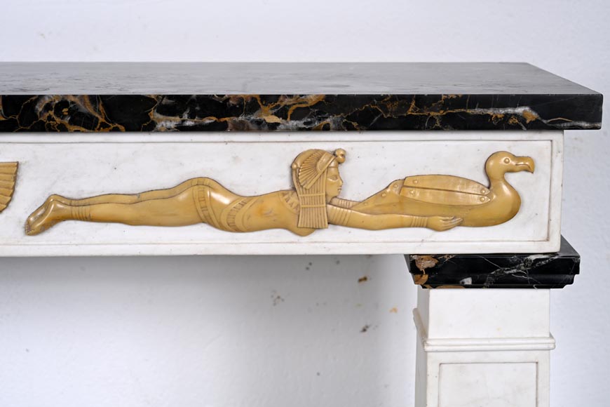 Mantelpiece Adorned with Egyptian-Inspired Motifs, circa 1830-8