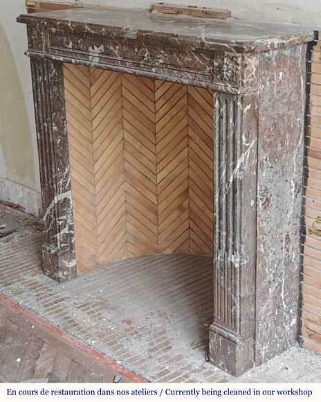 Louis XVI period mantel in Rouge du Nord marble-5