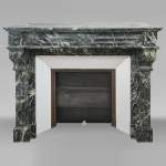 Napoleon III style mantel with modillion carved in Sea Green marble