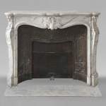 Louis XV style mantel with palmette carved in Arabescato marble