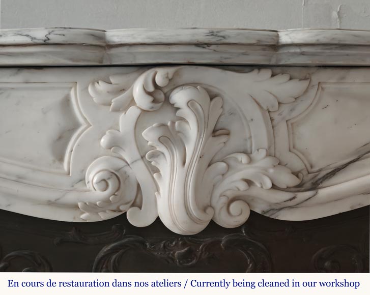 Louis XV style mantel with palmette carved in Arabescato marble-1