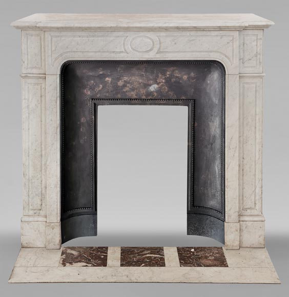 Carved Carrara marble mantel in the Louis XV style-0