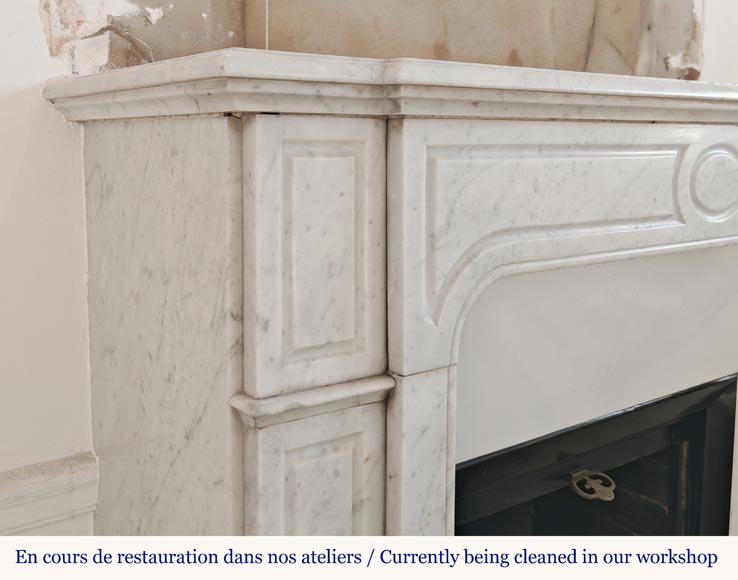 Carved Carrara marble mantel in the Louis XV style-3