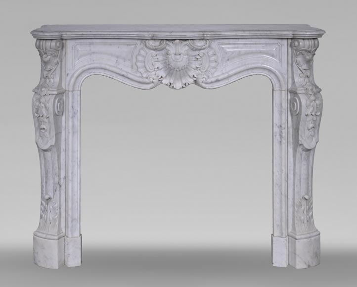  Louis XV style Carrara marble mantel with deeply carved entablature-0