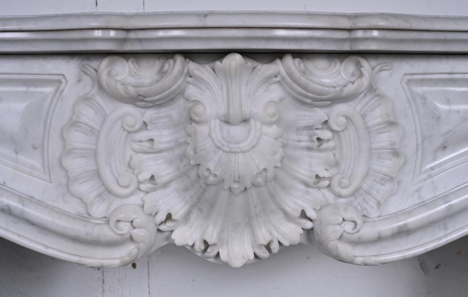  Louis XV style Carrara marble mantel with deeply carved entablature-1