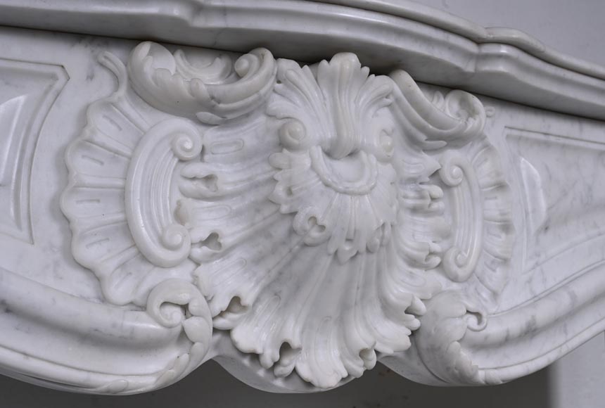  Louis XV style Carrara marble mantel with deeply carved entablature-2