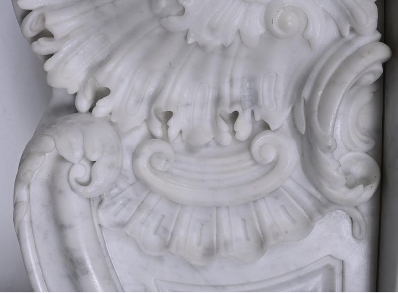  Louis XV style Carrara marble mantel with deeply carved entablature-3