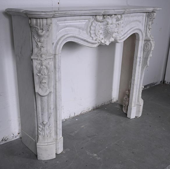  Louis XV style Carrara marble mantel with deeply carved entablature-5