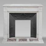 Louis XVI style mantel carved in Carrara marble with sunflower