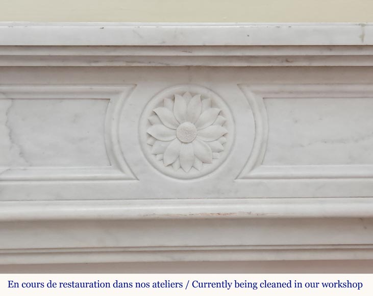 Louis XVI style mantel carved in Carrara marble with sunflower-1