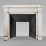 Louis XVI style Carrara marble mantel with filleted flutes