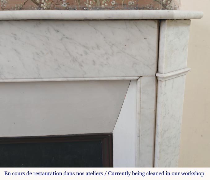 Louis XVI mantel in Carrara marble-5