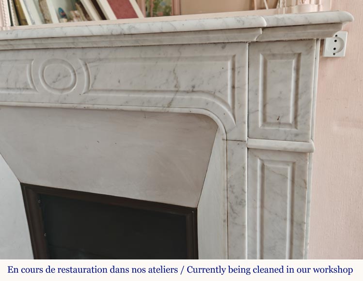 Louis XV style Pompadour mantel carved in Carrara marble-6