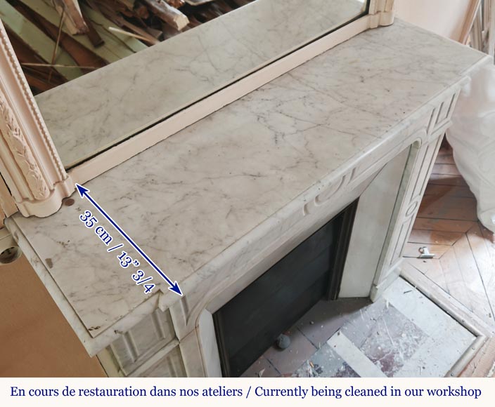 Louis XV style Pompadour mantel carved in Carrara marble-8