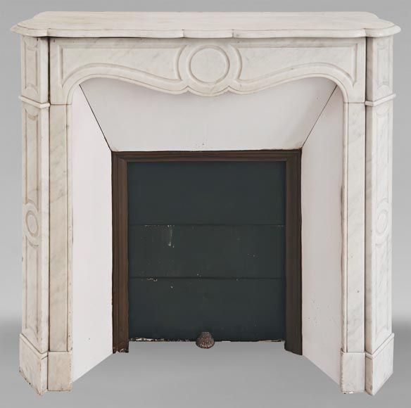 Louis XV style Pompadour flat mantel in Carrara marble-0