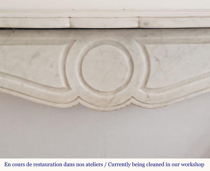 Louis XV style Pompadour flat mantel in Carrara marble-1