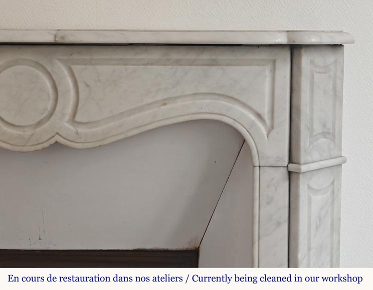 Louis XV style Pompadour flat mantel in Carrara marble-6