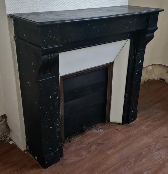 Napoleon III style mantel with black speckled marble modillions-2