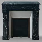 Napoleon III style mantel with black Marquina marble modillions