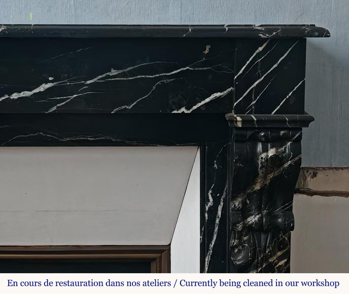 Napoleon III style mantel with black Marquina marble modillions-6