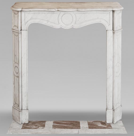 Small Louis XV style Pompadour mantel in Carrara marble-0