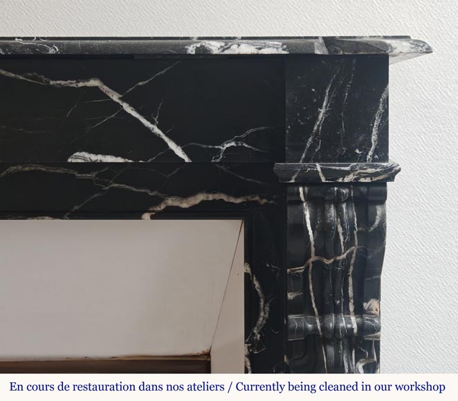 Napoleon III style mantel in black Marquina marble-6