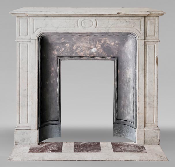 Carrara marble Louis XV mantel in the Pompadour style-0