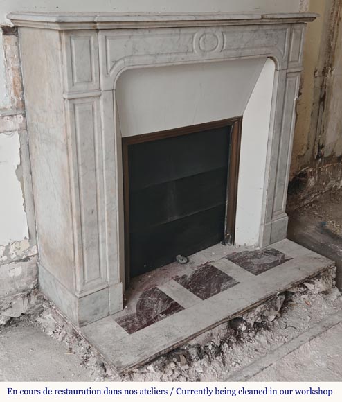 Carrara marble Louis XV mantel in the Pompadour style-2