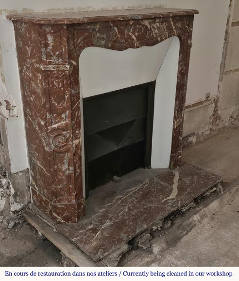 Louis XV style Pompadour mantel in Rouge du Nord marble-2