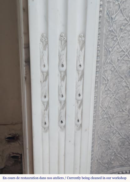 Louis XVI style mantel in semi-statuary marble decorated with a pearl motif-4