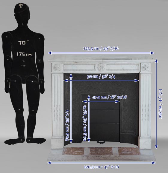 Louis XVI style mantel in semi-statuary marble decorated with a pearl motif-12