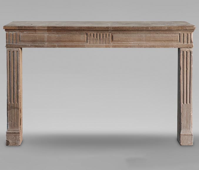 Louis XVI style stone mantel decorated with fluting-0