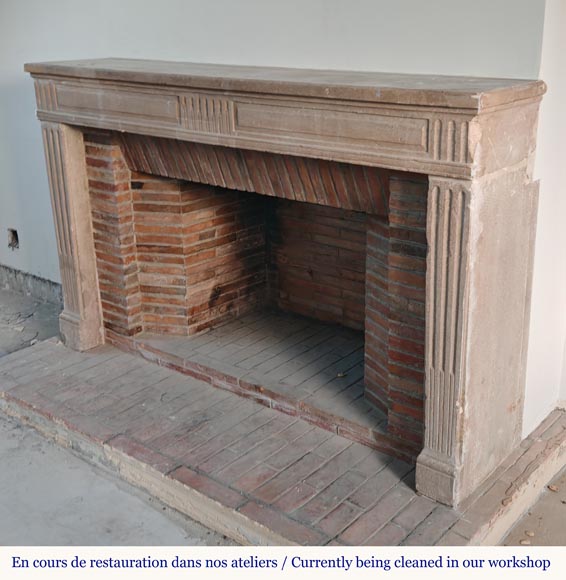 Louis XVI style stone mantel decorated with fluting-4